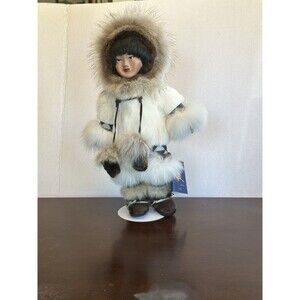 MeMeLuck Native American Alaska Eskimo Doll Natik 1999 Real Fur Porcelain Face